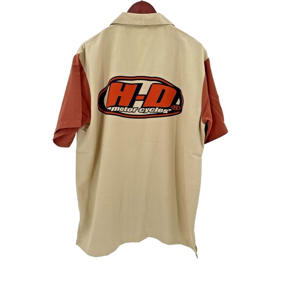 VINTAGE 2003 Harley Davidson Retro Race Team Graphic Print Button Down MEDIUM - Picture 7 of 14